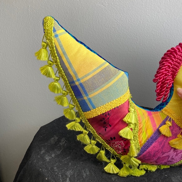 Vintage Colorful Patchwork Angel Decorative Pillow (OOAK) - Picture 3 of 16